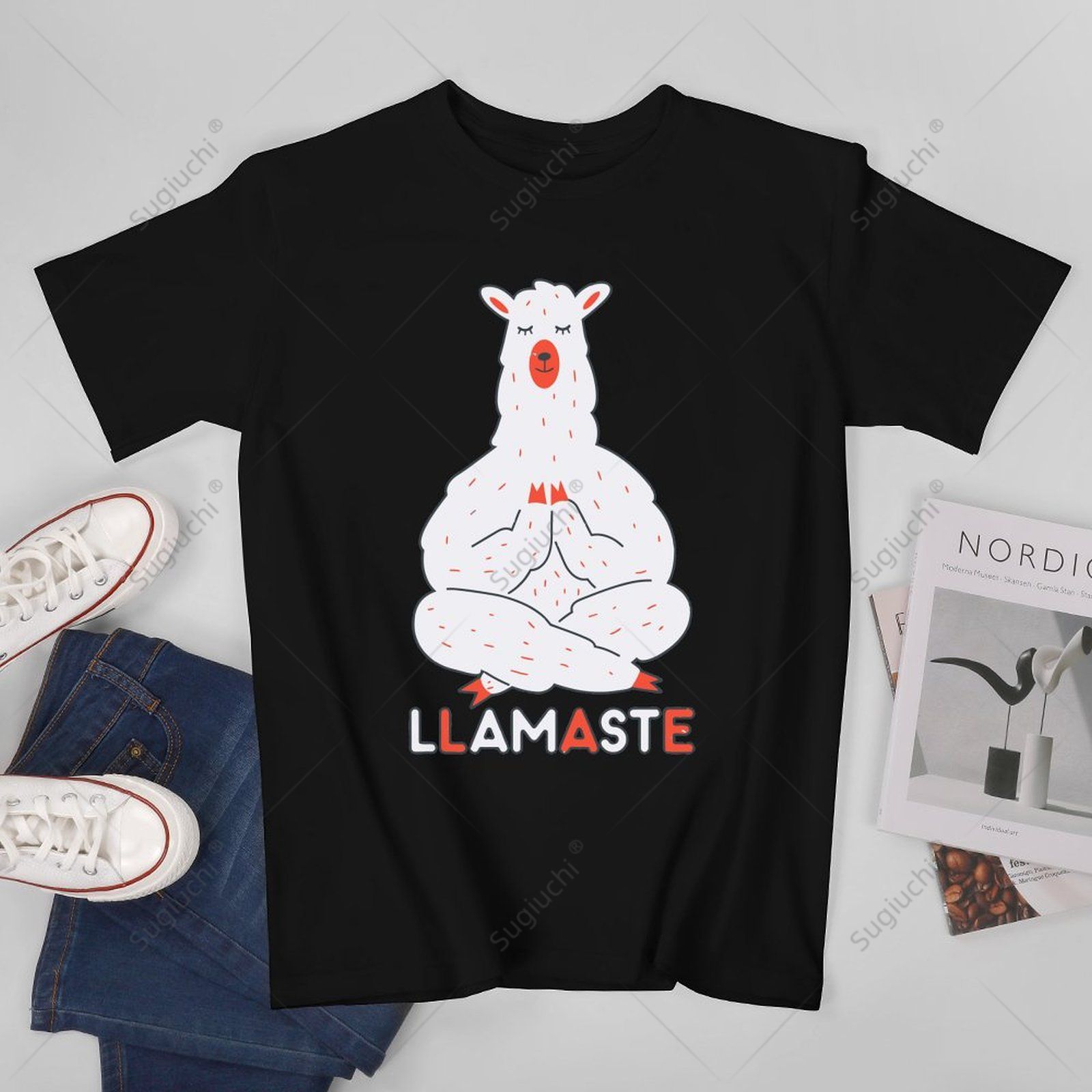 Zen Yoga Fitness - ユニセックス男性ラマステ面白い禅アルパカ Tシャツフィットネスギフトラマヨガ Tシャツ Tシャツ女性ボーイズ綿 100% Tシャツ