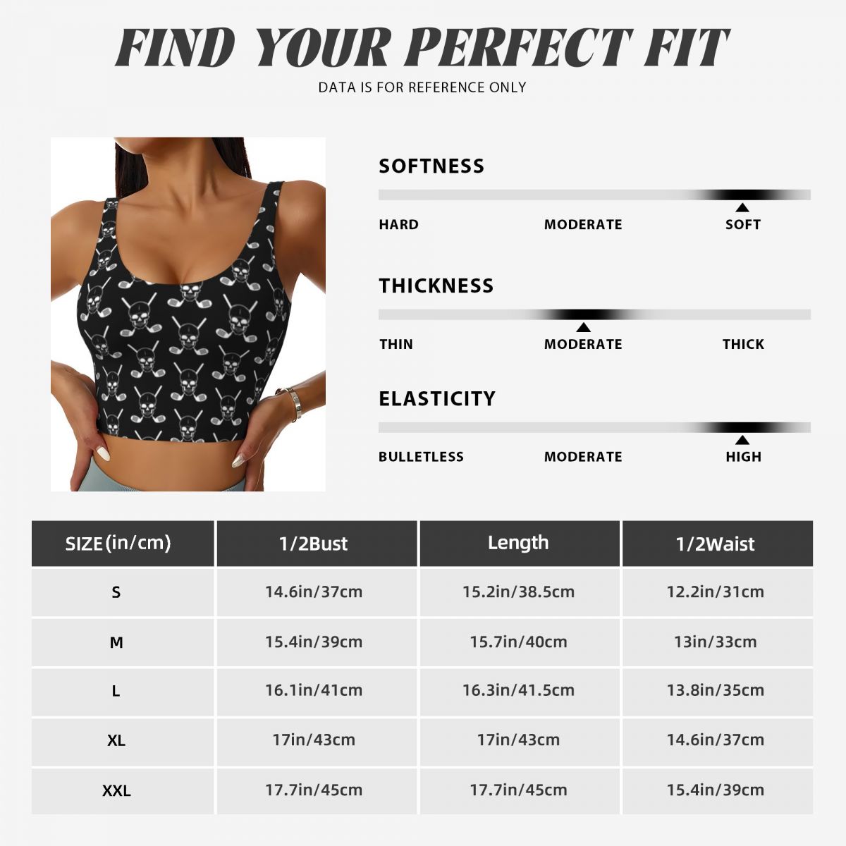パッド入りヨガトップ ゴルフクラブ スカル柄 イブニングパー - Yoga Fitness Club のレビューと価格