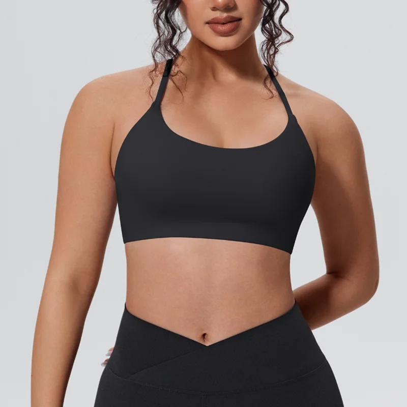 女性用Yバック細ストラップスポーツブラ、レタープリント、シー - Yoga Und Fitness のレビューと価格