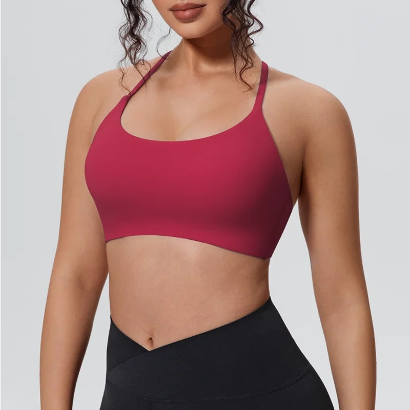 女性用Yバック細ストラップスポーツブラ、レタープリント、シー - Yoga Und Fitness のレビューと価格