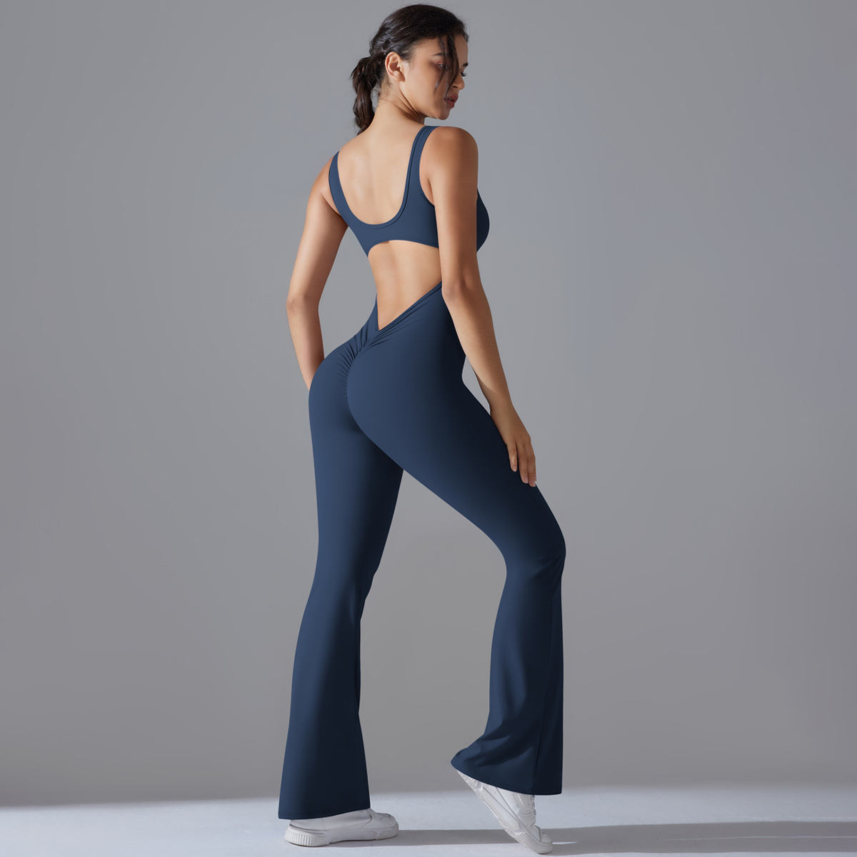 セクシーなバック V ジャンプスーツジムセット女性トレーニン - Yoga Và Fitness のレビューと価格
