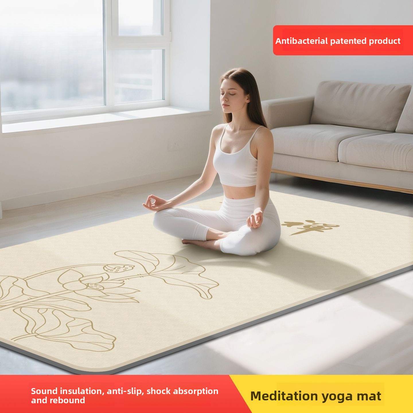 禅瞑想用女性用ヨガマット、拡大・幅広、滑り止め、衝撃吸収、静 - Zen Yoga Fitness のレビューと価格