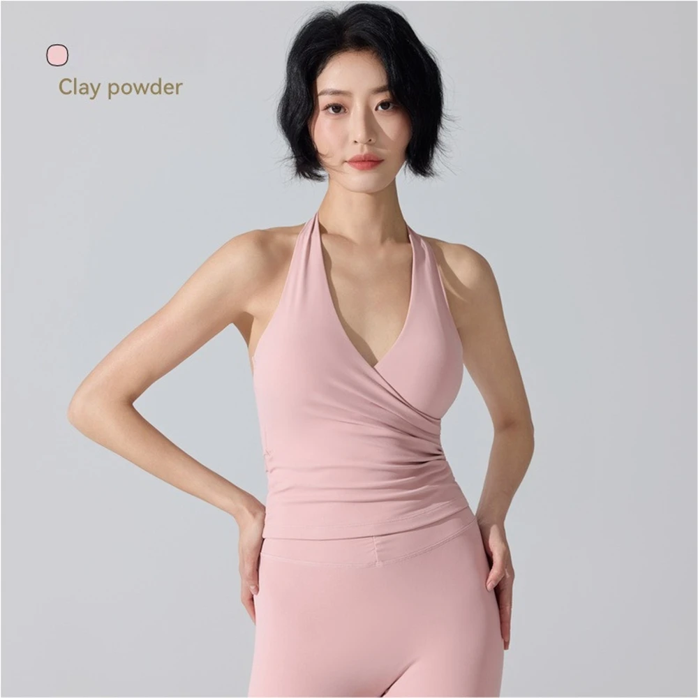 Vネッククロスネックベスト、胸パッド、ヨガウェアトップ、女性 - Yoga Và Fitness のレビューと価格