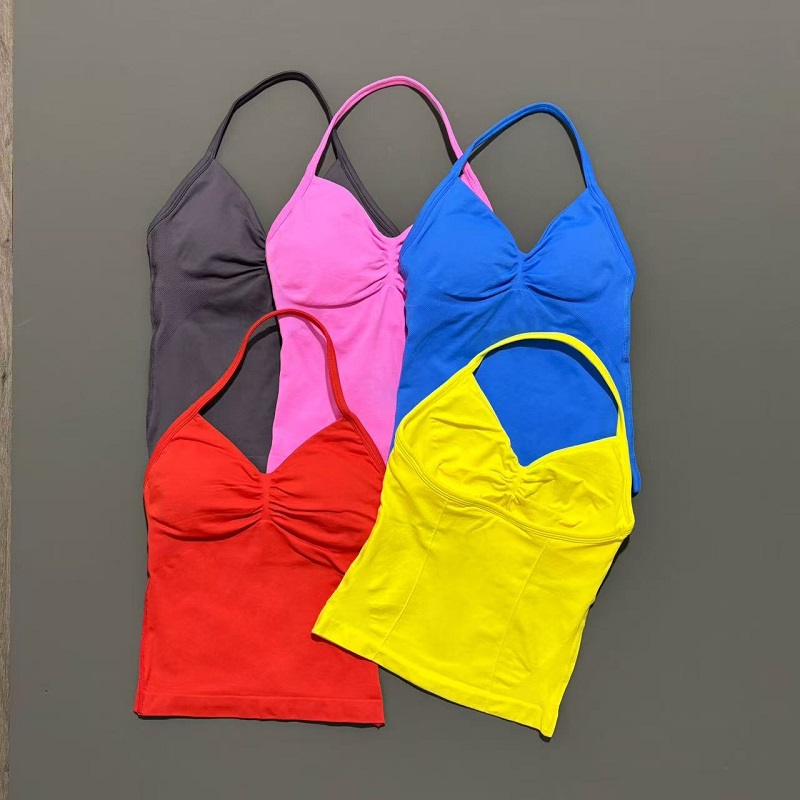 ジムスポーツトップス女性シームレスヨガタンク取り外し可能なパ - Yoga Và Fitness のレビューと価格