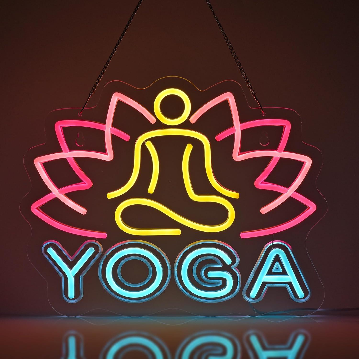 ヨガネオンサイン調光可能なLEDネオンライト、ヨガスタジオ、 - Yoga Fitness Club のレビューと価格