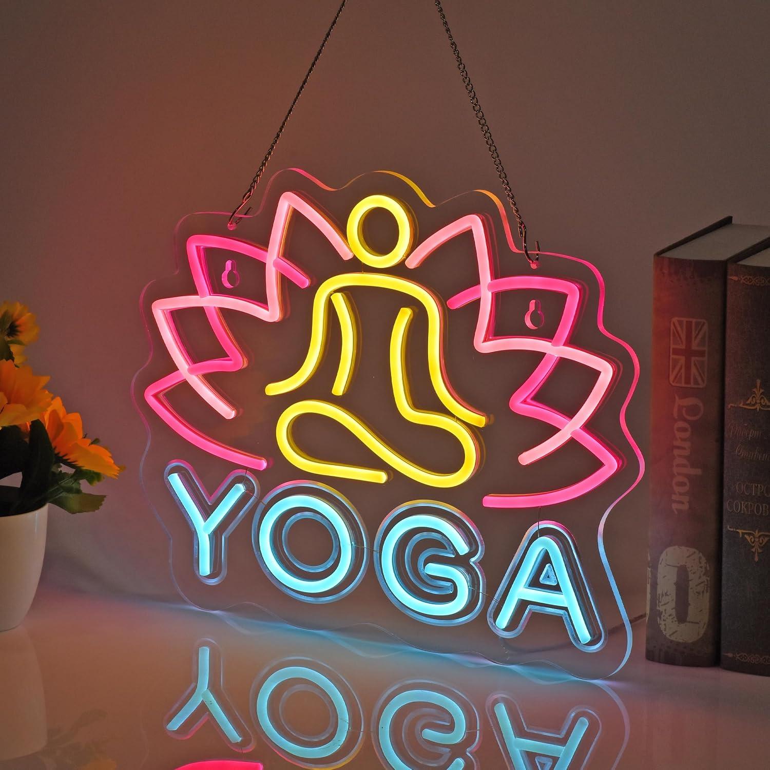ヨガネオンサイン調光可能なLEDネオンライト、ヨガスタジオ、 - Yoga Fitness Club のレビューと価格