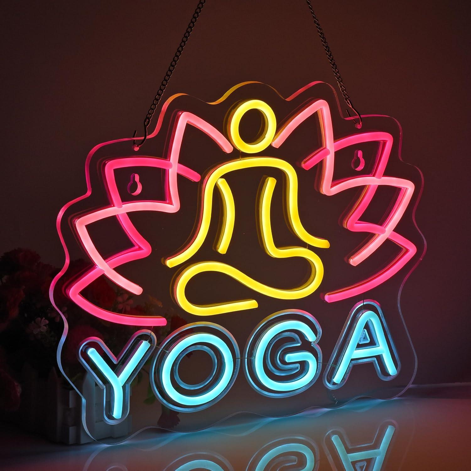 ヨガネオンサイン調光可能なLEDネオンライト、ヨガスタジオ、 - Yoga Fitness Club のレビューと価格