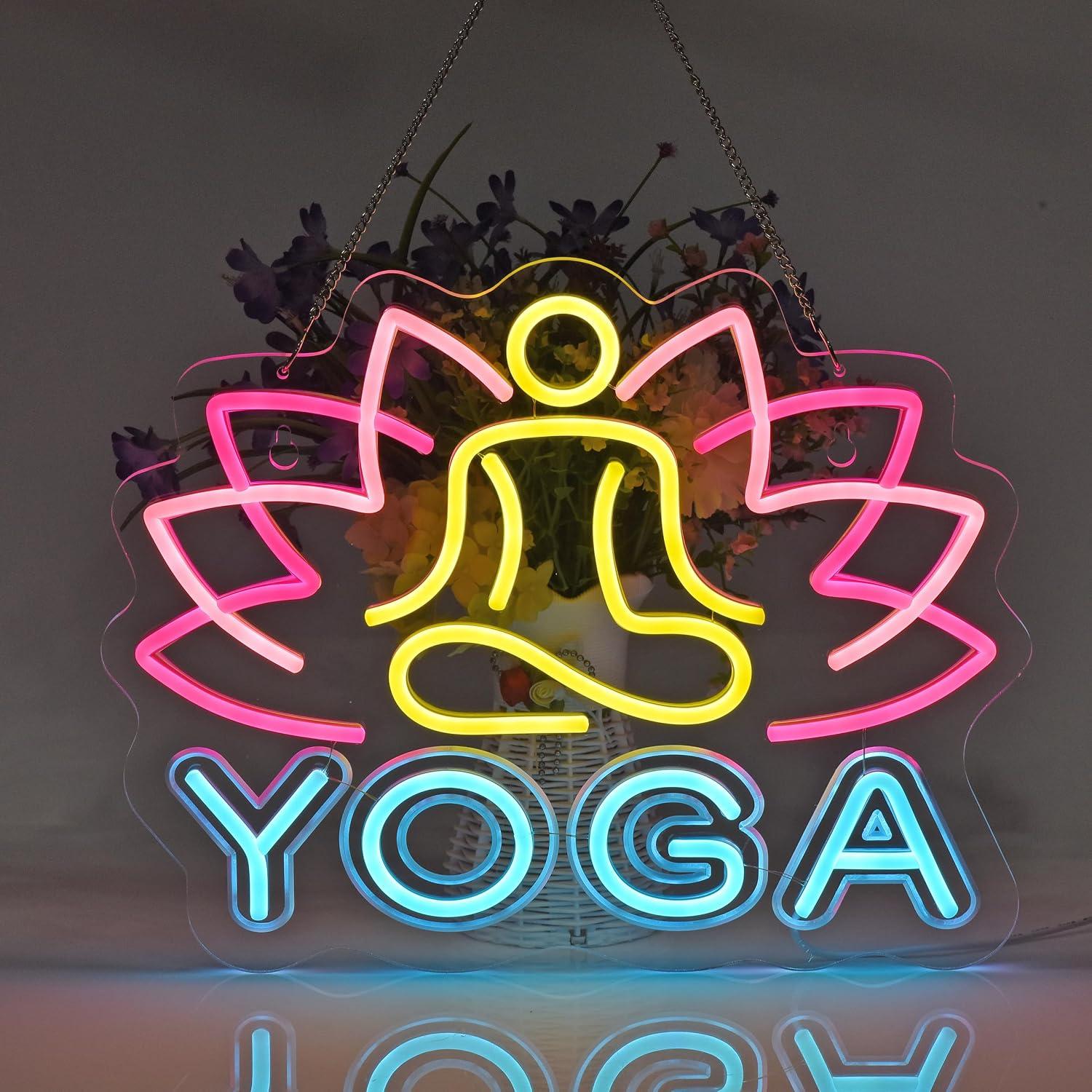 ヨガネオンサイン調光可能なLEDネオンライト、ヨガスタジオ、 - Yoga Fitness Club のレビューと価格