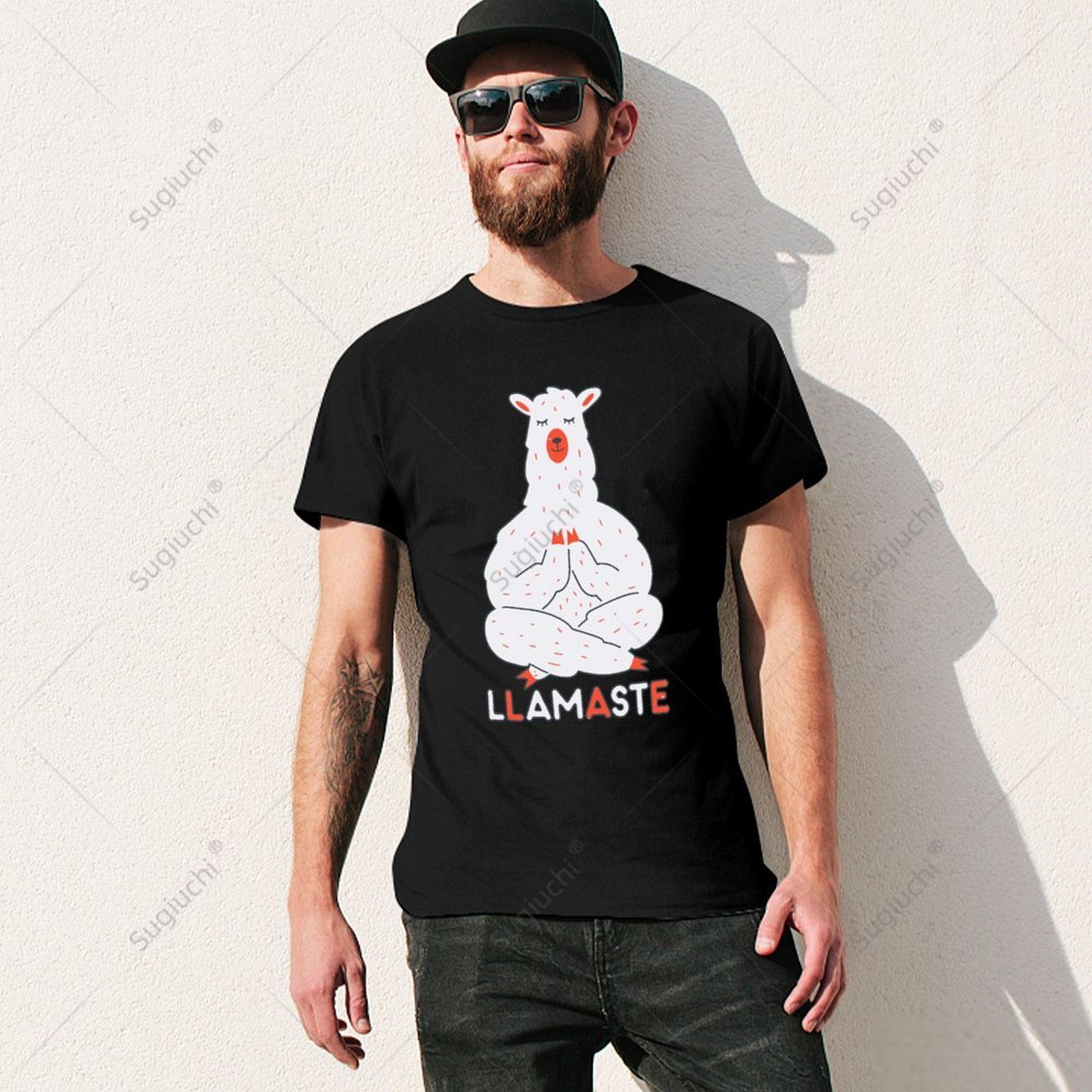 ユニセックス男性ラマステ面白い禅アルパカ Tシャツフィットネ - Zen Yoga Fitness のレビューと価格