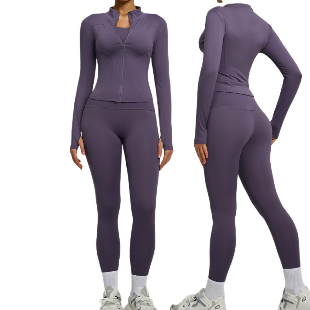 2ピースジャケットヨガセット レディース 長袖ジッパー付きス - Yoga Và Fitness のレビューと価格