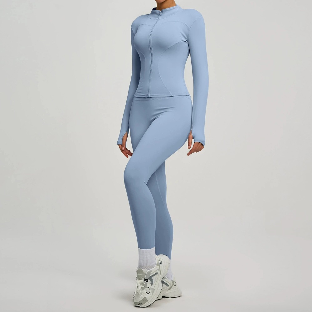 2ピースジャケットヨガセット レディース 長袖ジッパー付きス - Yoga Và Fitness のレビューと価格