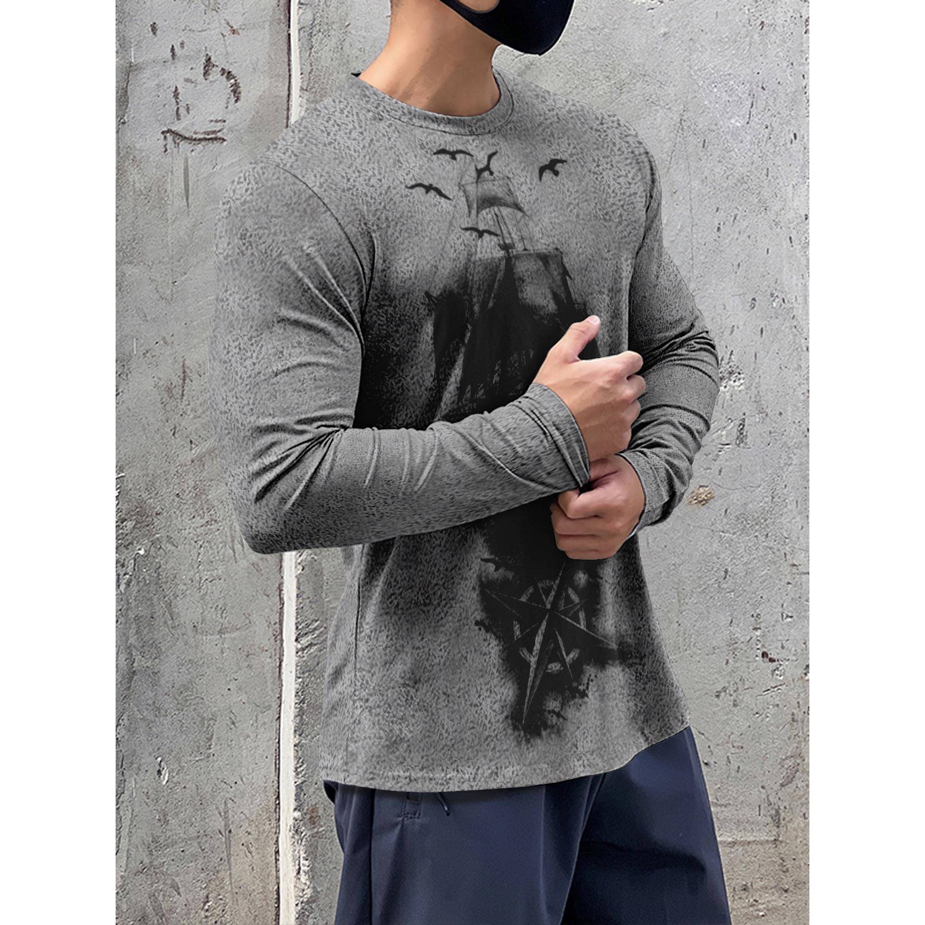 メンズカジュアルクルーネック長袖スポーツTシャツ、速乾性ゴル - Yoga Fitness Brand のレビューと価格